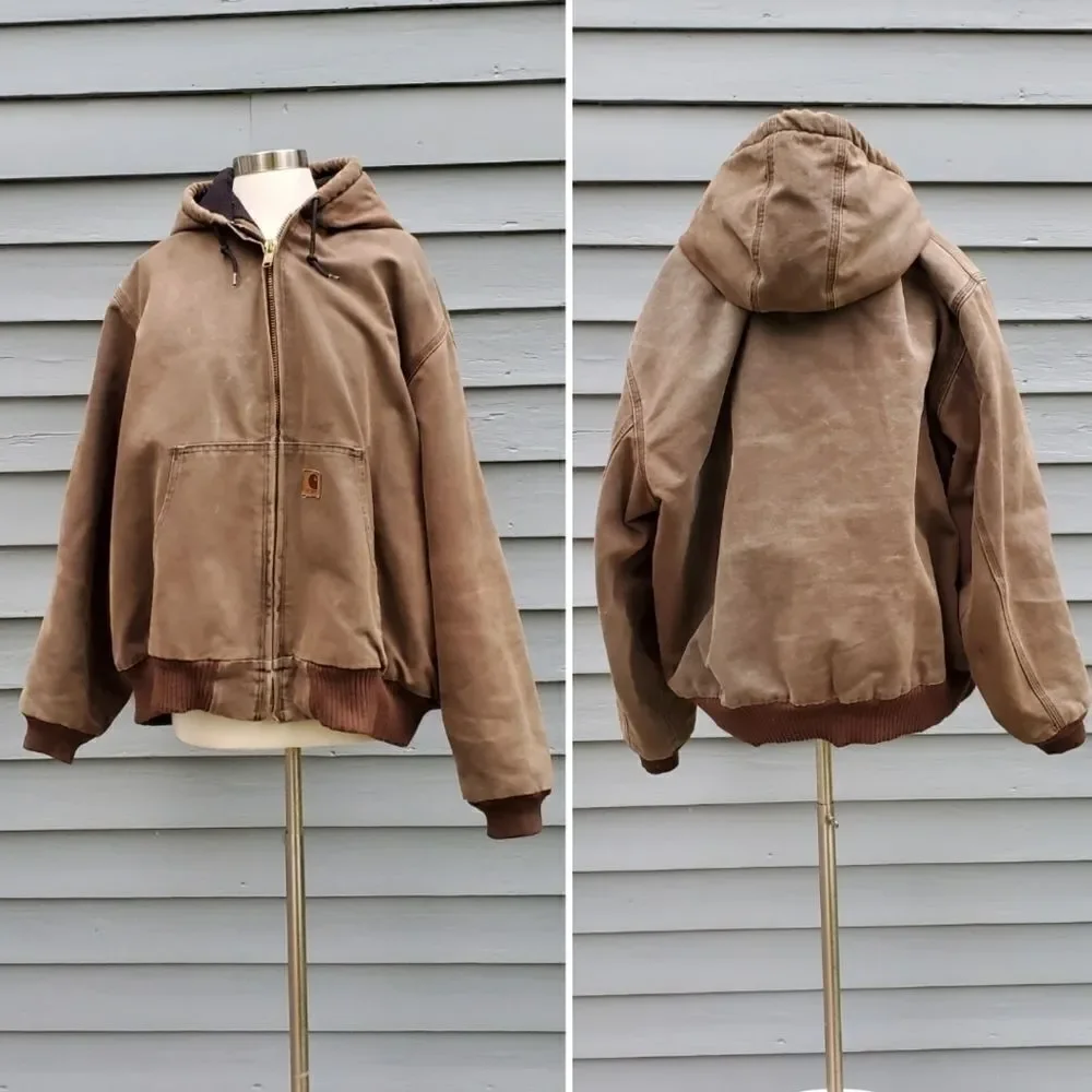 Vintage 90s y2k Carhartt J140 Chestnut Brown Duck Canvas Active Work Jacket 2XL